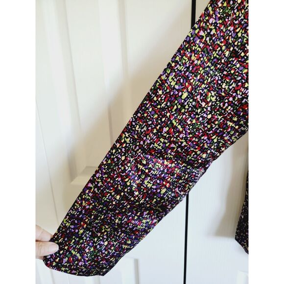 Talbots 12P 100% Silk  Floral Purple Multi Button Front Shirt Blouse‎ 12 Petite - Picture 3 of 5